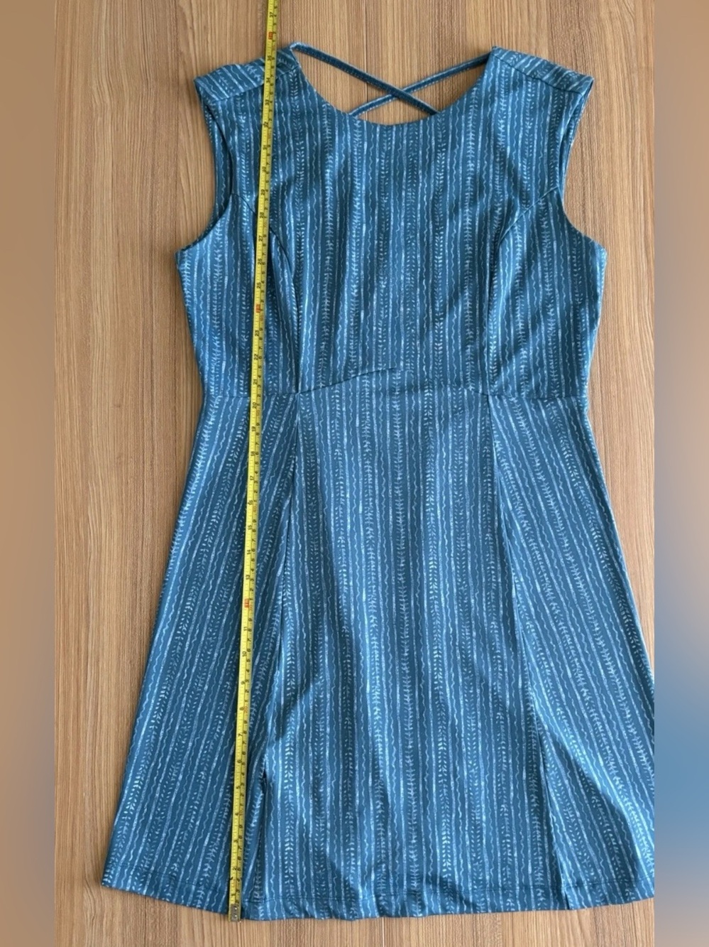 Title Nine Steadfast Convertible Dress M Ajrak Stripe Teal Stretchy Outdoors - Picture 11 of 13